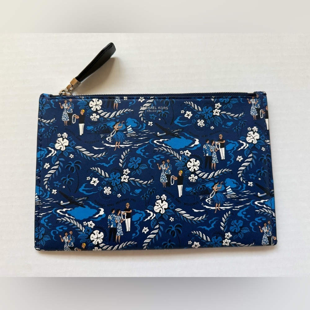 Michael Kors Prescott Tropical Welcome Print Leather pouch